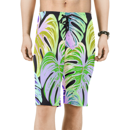 Pretty Leaves C by JamColors Men's All Over Print Board Shorts (Model L16)