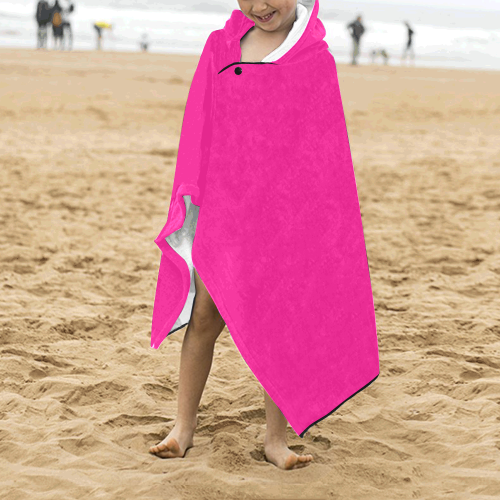 color deep pink Kids' Hooded Bath Towels