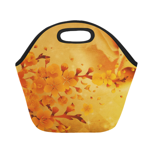Floral design, soft colors Neoprene Lunch Bag/Small (Model 1669)
