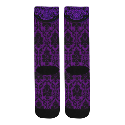 Gothic Victorian Black'n Lilac Pattern Men's Custom Socks