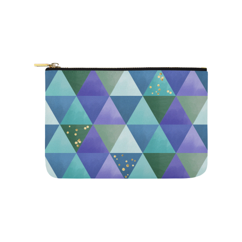 Triangle Pattern - Blue Violet Teal Green Carry-All Pouch 9.5''x6''