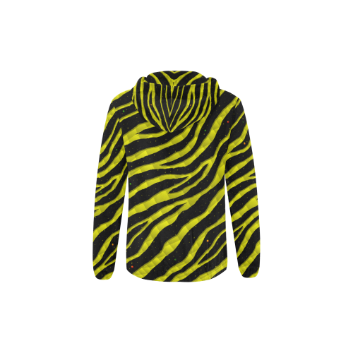 Ripped SpaceTime Stripes - Yellow All Over Print Full Zip Hoodie for Kid (Model H14)
