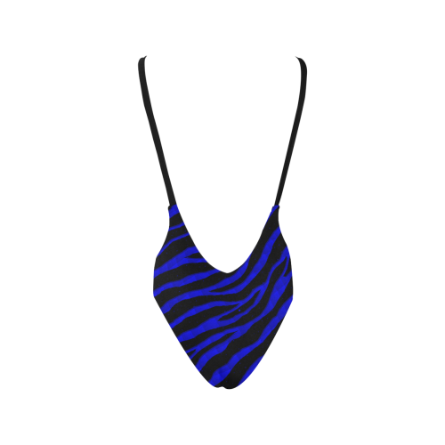 Ripped SpaceTime Stripes - Blue Sexy Low Back One-Piece Swimsuit (Model S09)