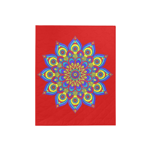 Brilliant Star Mandala Red Quilt 40"x50"