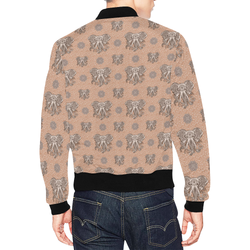 Ethnic Elephant Mandala Pattern All Over Print Bomber Jacket for Men/Large Size (Model H19)
