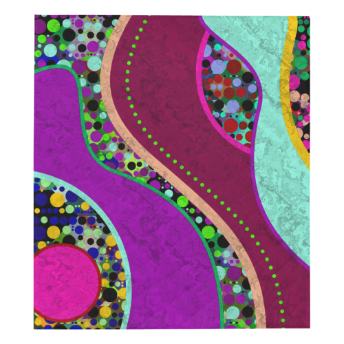 Abstract Pattern Mix - Dots And Colors 2 Quilt 70"x80"