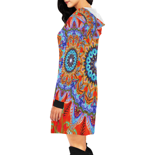 indian totem 16 All Over Print Hoodie Mini Dress (Model H27)