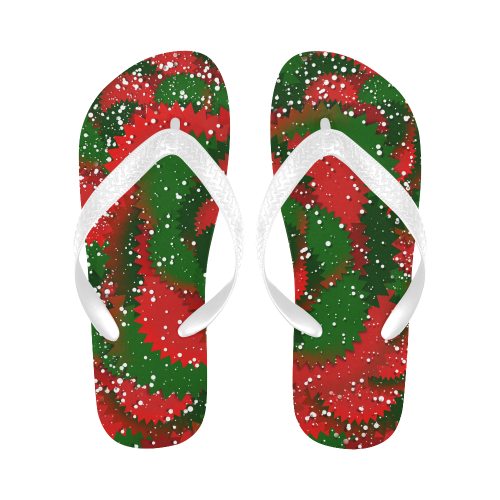 Christmas Snow Red and Green Flip Flops for Men/Women (Model 040)