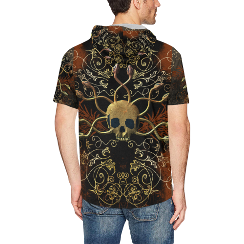 Amazing skull All Over Print Short Sleeve Hoodie for Men (Model H32)