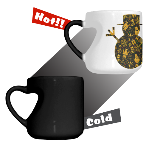 Golden Christmas Icons Snowman Heart-shaped Morphing Mug