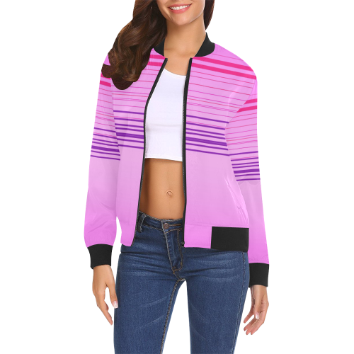 Jacket wild pink lines All Over Print Bomber Jacket for Women (Model H19)