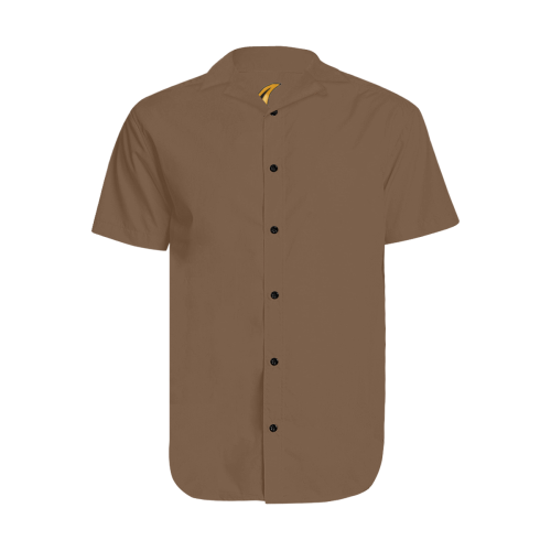 Gold Metallic Lion Brown Men's Short Sleeve Shirt with Lapel Collar (Model T54)