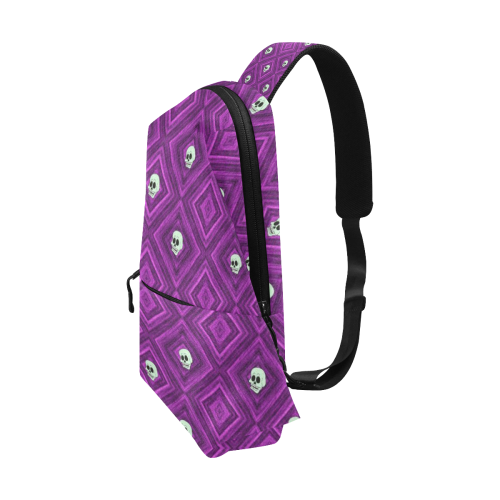 Funny little Skull pattern, purple by JamColors Chest Bag (Model 1678)