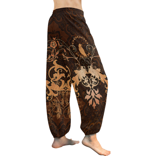 Floral design with crow Women's All Over Print Harem Pants (Model L18)