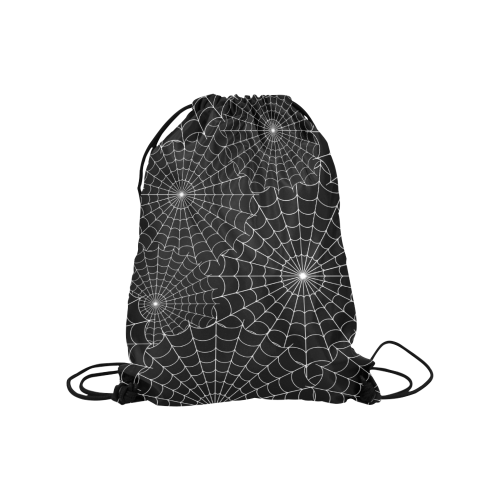 Halloween Spiderwebs - White Medium Drawstring Bag Model 1604 (Twin Sides) 13.8"(W) * 18.1"(H)