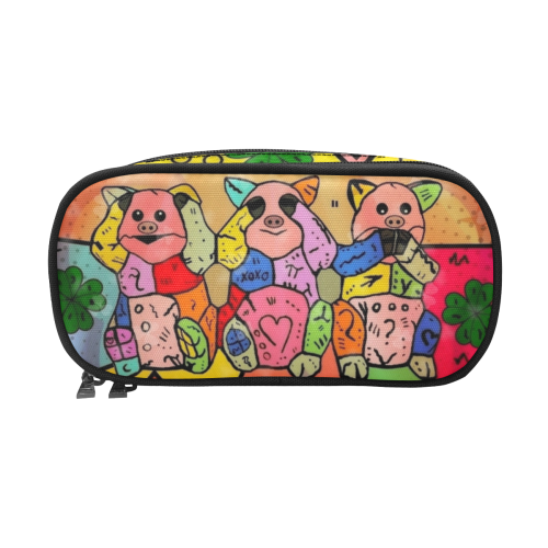 3 Pigs by Nico Bielow Pencil Pouch/Large (Model 1680)