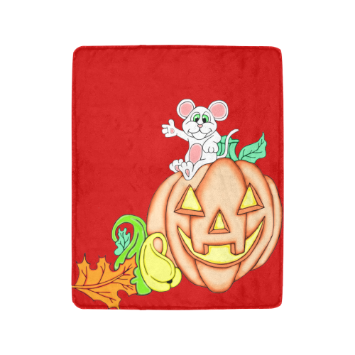 Cute Mouse Halloween Punpkin Red Ultra-Soft Micro Fleece Blanket 40"x50"