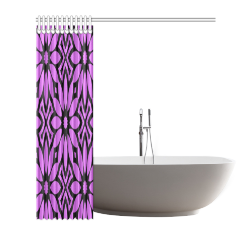 Purple/Black Flowery Pattern Shower Curtain 72"x72"