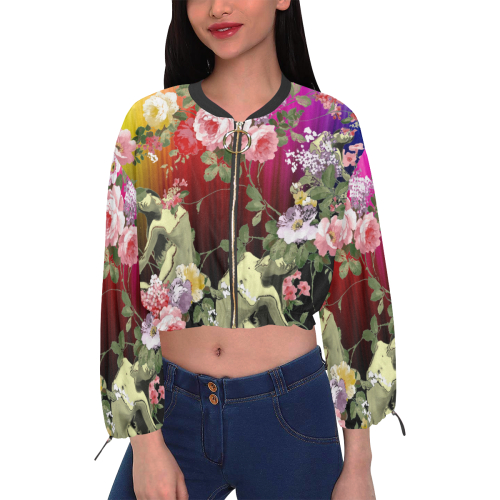 Flora Rainbow Cropped Chiffon Jacket for Women (Model H30)