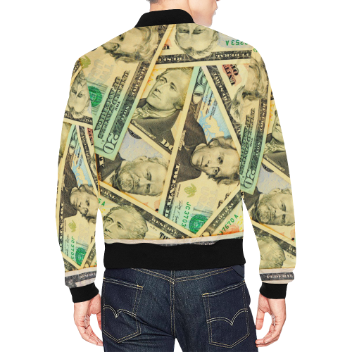 US DOLLARS All Over Print Bomber Jacket for Men/Large Size (Model H19)