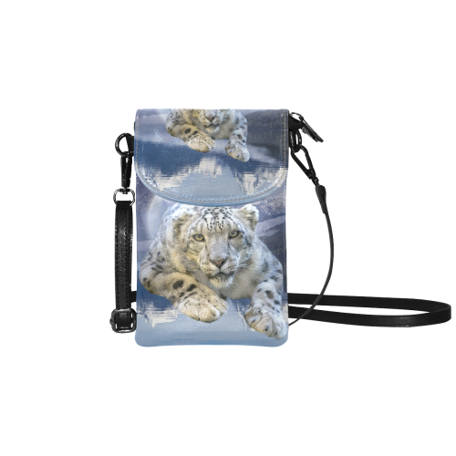 Snow Leopard and Moon Small Cell Phone Purse (Model 1711)
