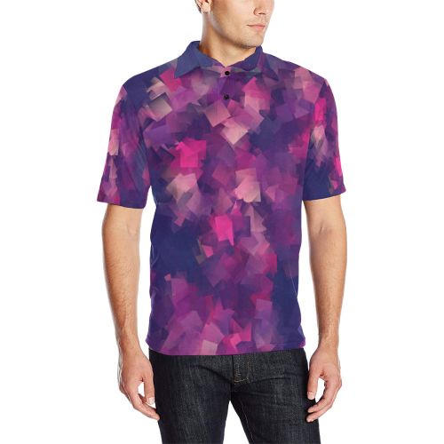 purple pink magenta cubism #modern Men's All Over Print Polo Shirt (Model T55)