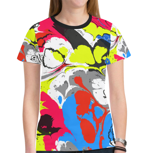 Colorful distorted shapes2 New All Over Print T-shirt for Women (Model T45)