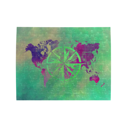 world map wind rose #map #worldmap Rectangle Jigsaw Puzzle (Set of 110 Pieces)