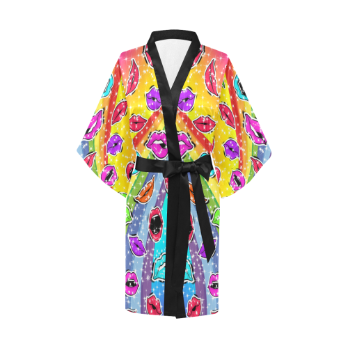 Women Sexy Hot Lips Comic - Rainbow Pop Art 1 Kimono Robe