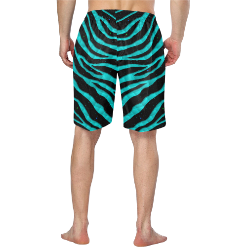 Ripped SpaceTime Stripes - Cyan Men's Swim Trunk (Model L21)