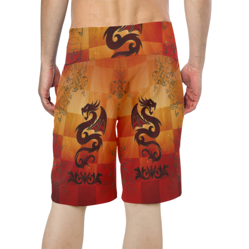 Tribal dragon  on vintage background Men's All Over Print Board Shorts (Model L16)