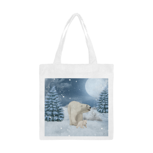 Polar bear mum with polar bear cub Canvas Tote Bag/Small (Model 1700)