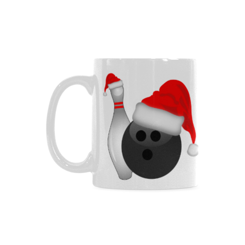 Santa Hat Bowling Ball And Pin  Christmas White Mug(11OZ)