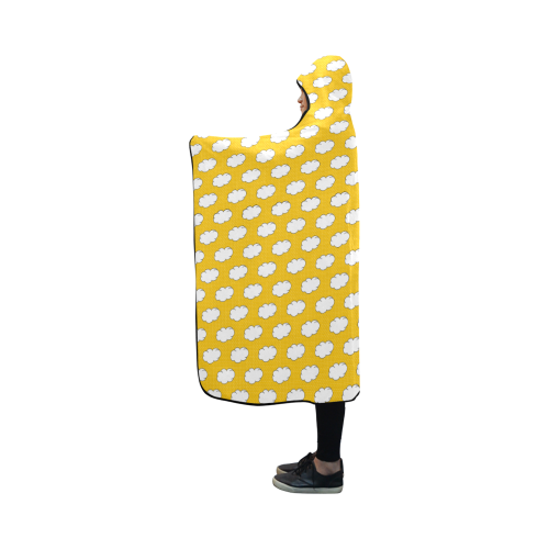 Clouds with Polka Dots on Yellow Hooded Blanket 50''x40''