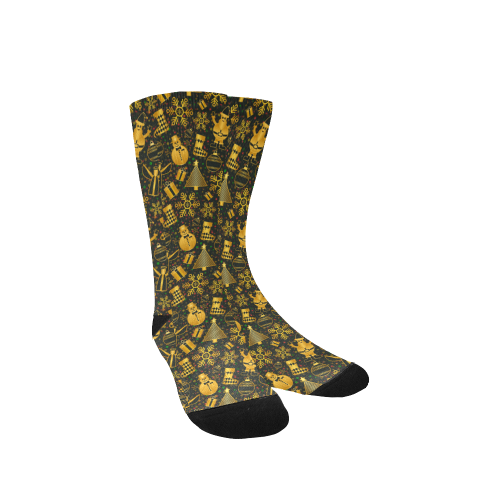 Golden Christmas Icons Custom Socks for Women