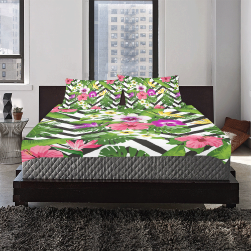 Tropical Flowers Pattern 3-Piece Bedding Set