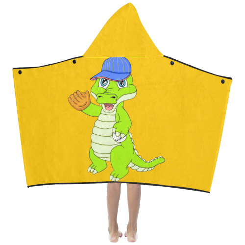 Baseball Gator Yellow Kids' Hooded Bath Towels