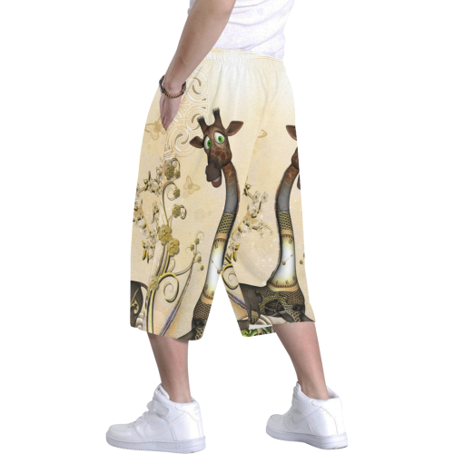 Funny steampunk giraffe Men's All Over Print Baggy Shorts (Model L37)