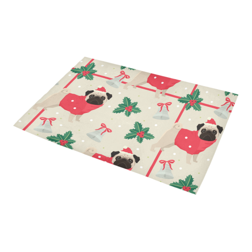 Christmas Pug Pattern Azalea Doormat 24" x 16" (Sponge Material)