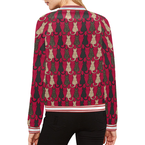 Back of Cats All Over Print Bomber Jacket for Women (Model H21)