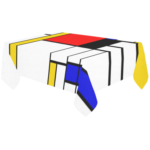 Bauhouse Composition Mondrian Style Cotton Linen Tablecloth 60"x120"