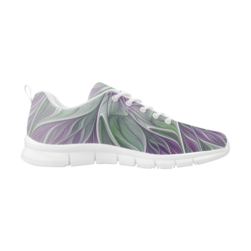 Flower Dream Abstract Purple Sea Green Floral Fractal Art Women's Breathable Running Shoes (Model 055)