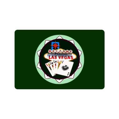 LasVegasIcons Poker Chip - Poker Hand on Green Doormat 24"x16"