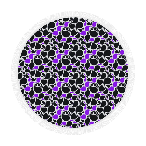 purple black paisley Circular Beach Shawl 59"x 59"