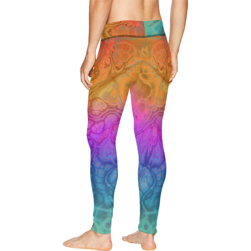 Fractal Batik ART - Hippie Rainbow Colors 1 Men's All Over Print Leggings (Model L38)