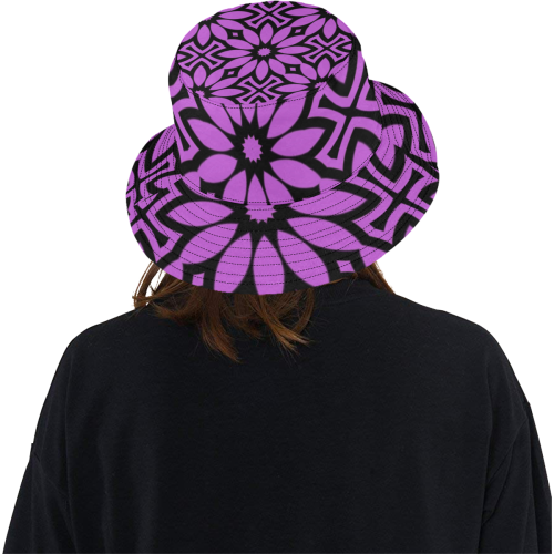 Purple/Black Flowery Pattern All Over Print Bucket Hat
