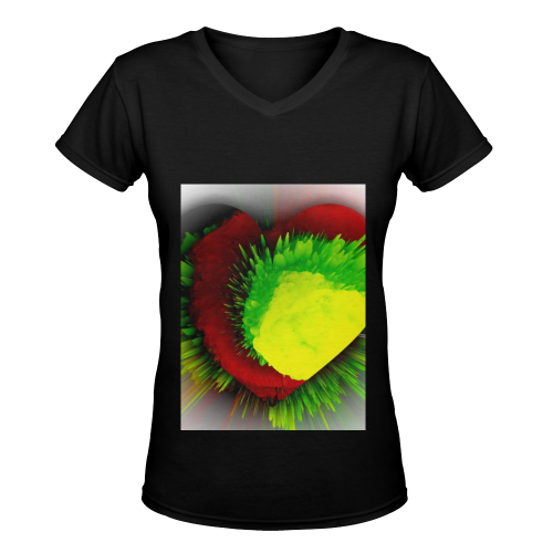 Heartlove1 Women's Deep V-neck T-shirt (Model T19)