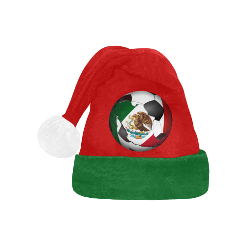 Mexican Flag Soccer Ball on Red Santa Hat
