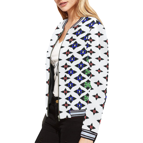 iconic 2 in color All Over Print Bomber Jacket for Women (Model H21)