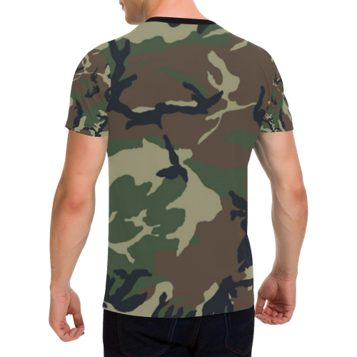 CAMOUFLAGE-WOODLAND 4 Men's All Over Print T-Shirt with Chest Pocket (Model T56)